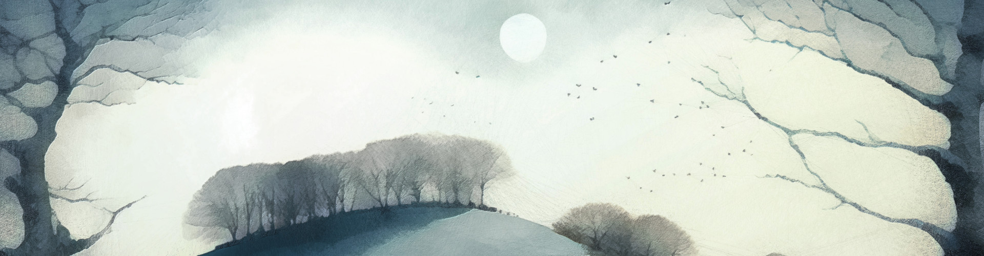 Rolling Hills With Winter Moon